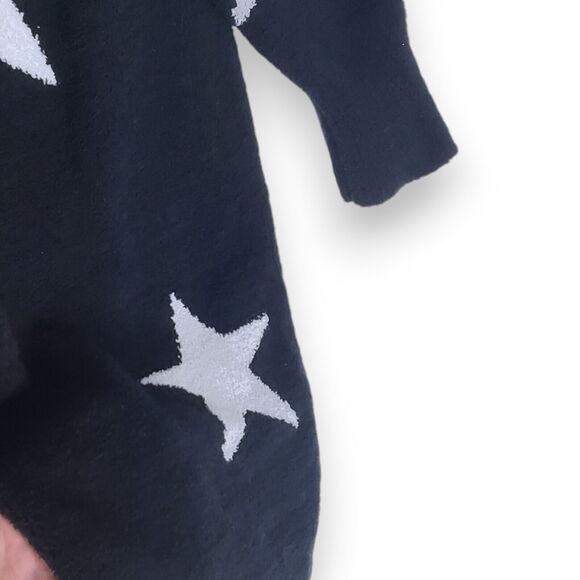 Taylor Karssen Womens Black White Star Cardigan Sweater S Small Soft Cozy Plushy - Picture 5 of 10